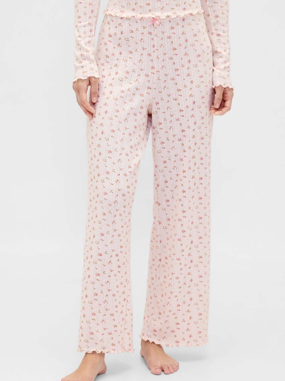 GapBody Pointelle Lounge Pajama Pants in Brown Floral